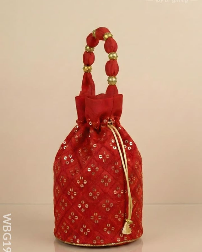 Potli Bag with Chamki Work - 8X7 inch - WBG1984 - Potli Bags