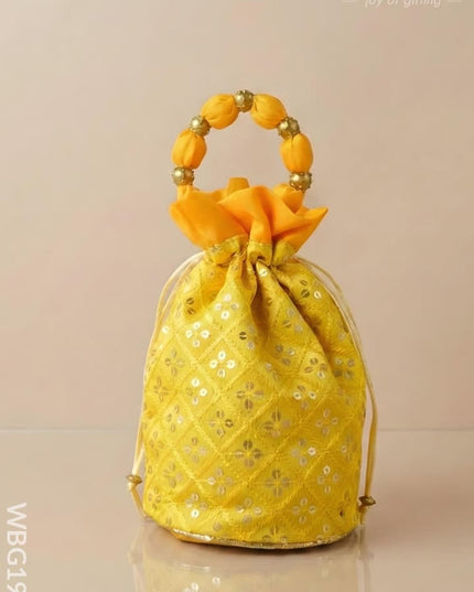 Potli Bag with Chamki Work - 8X7 inch - WBG1984 - Potli Bags