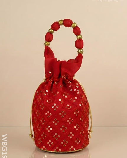 Potli Bag with Chamki Work - 8X7 inch - WBG1984 - Potli Bags