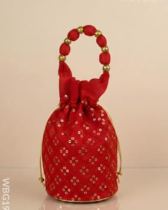Potli Bag with Chamki Work - 8X7 inch - WBG1984 - Potli Bags