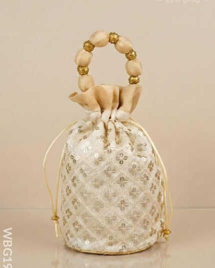 Potli Bag with Chamki Work - 8X7 inch - WBG1984 - Potli Bags