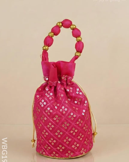 Potli Bag with Chamki Work - 8X7 inch - WBG1984 - Potli Bags
