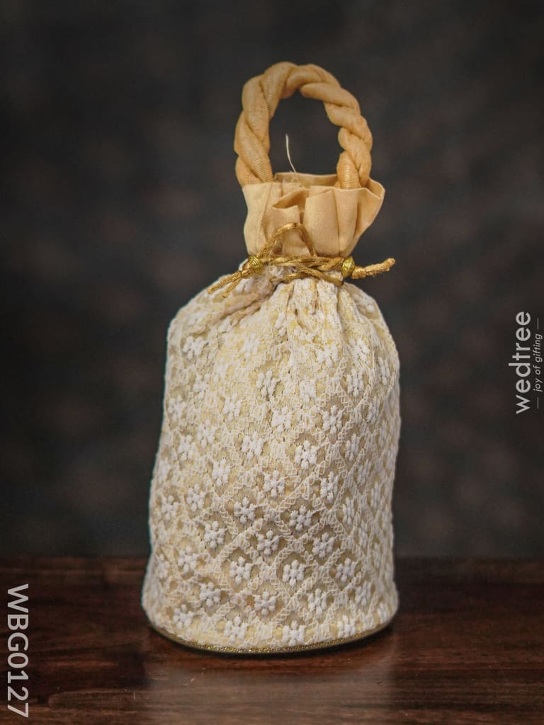 Potli Bag With Chikankari Embroidery Work - Wbg0127 Bags