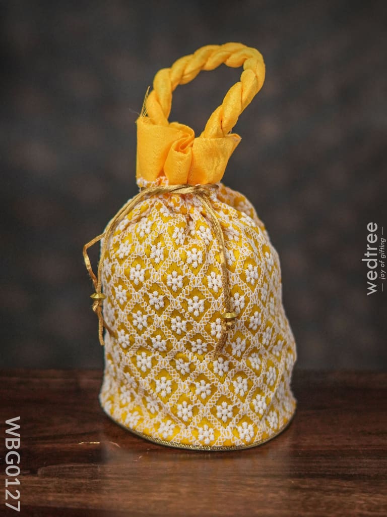 Potli Bag With Chikankari Embroidery Work - Wbg0127 Bags