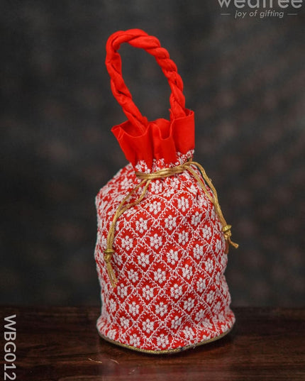 Potli Bag With Chikankari Embroidery Work - Wbg0127 Bags