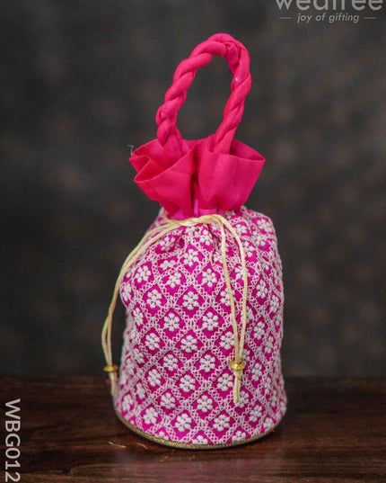 Potli Bag With Chikankari Embroidery Work - Wbg0127 Bags