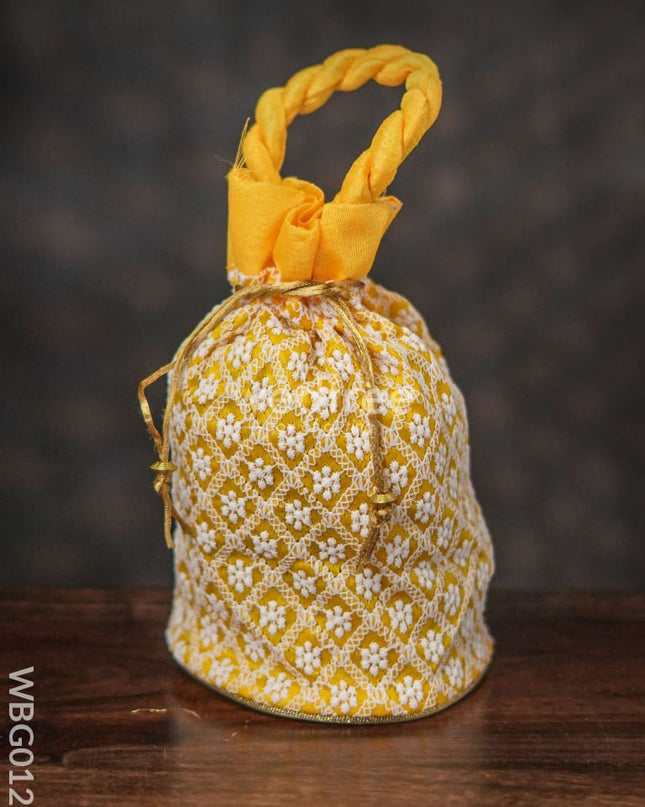 Potli Bag With Chikankari Embroidery Work - Wbg0127 Bags