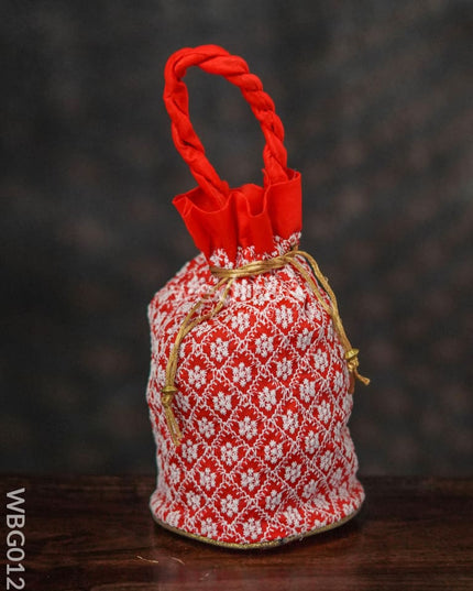 Potli Bag With Chikankari Embroidery Work - Wbg0127 Bags