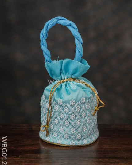 Potli Bag With Chikankari Embroidery Work - Wbg0127 Bags