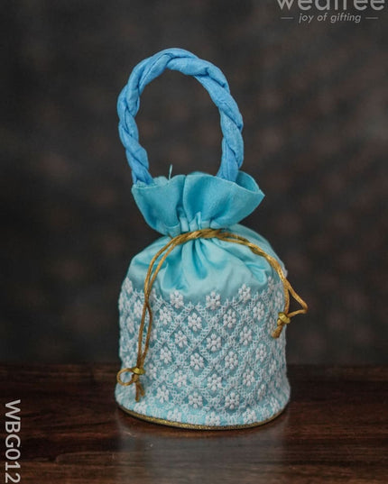 Potli Bag With Chikankari Embroidery Work - Wbg0127 Bags
