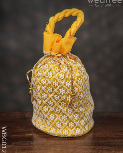 Potli Bag With Chikankari Embroidery Work - Wbg0127 Bags