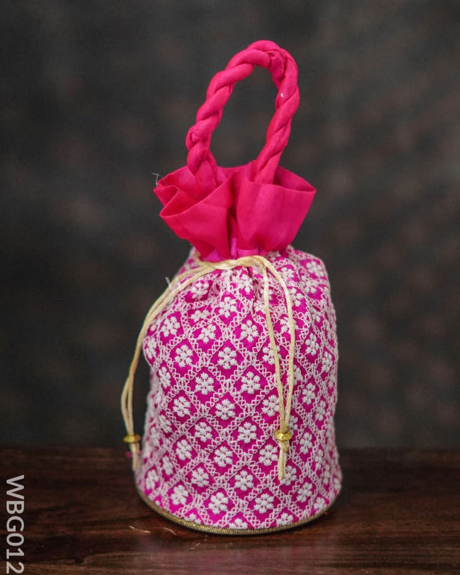 Potli Bag With Chikankari Embroidery Work - Wbg0127 Bags