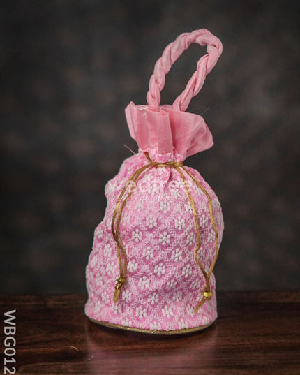Potli Bag With Chikankari Embroidery Work - Wbg0127 Bags