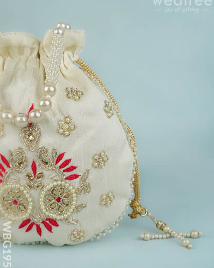 Potli Bag with Embroidery Work - 9 inch - WBG1952 - Potli Bags
