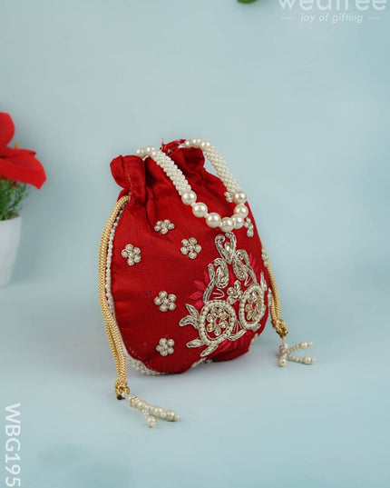 Potli Bag with Embroidery Work - 9 inch - WBG1952 - Potli Bags