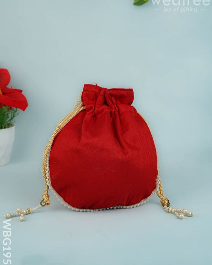 Potli Bag with Embroidery Work - 9 inch - WBG1952 - Potli Bags