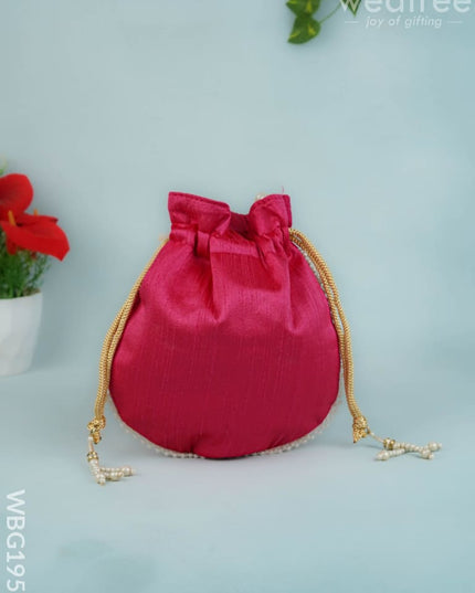 Potli Bag with Embroidery Work - 9 inch - WBG1952 - Potli Bags