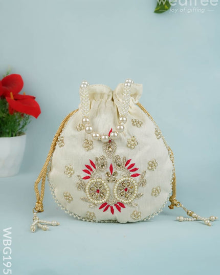 Potli Bag with Embroidery Work - 9 inch - WBG1952 - Potli Bags