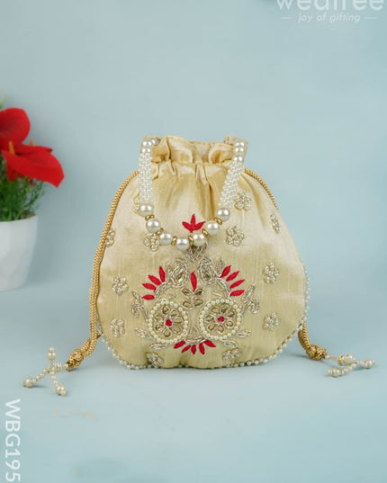 Potli Bag with Embroidery Work - 9 inch - WBG1952 - Potli Bags