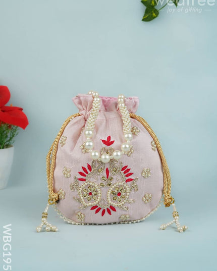 Potli Bag with Embroidery Work - 9 inch - WBG1952 - Potli Bags