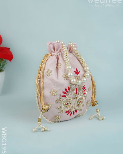 Potli Bag with Embroidery Work - 9 inch - WBG1952 - Potli Bags