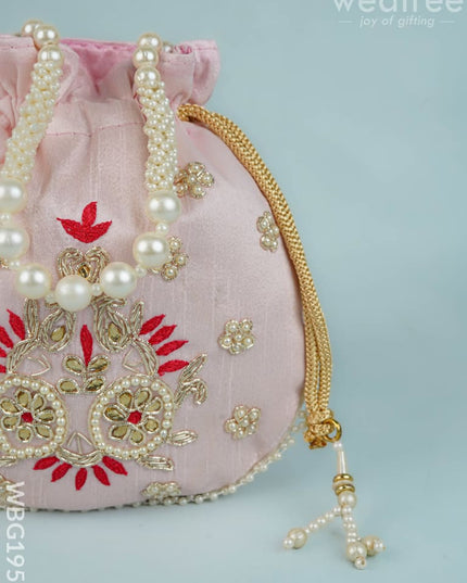 Potli Bag with Embroidery Work - 9 inch - WBG1952 - Potli Bags