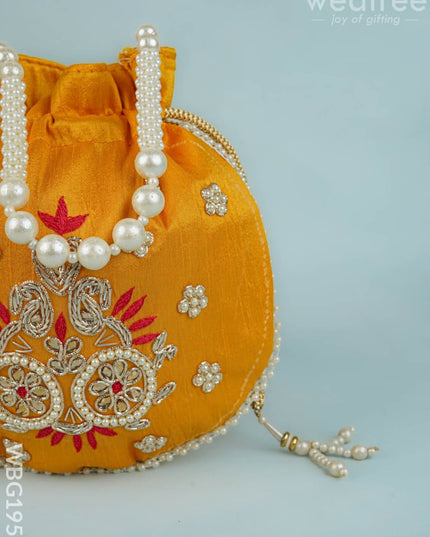 Potli Bag with Embroidery Work - 9 inch - WBG1952 - Potli Bags