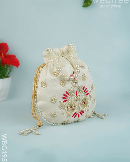 Potli Bag with Embroidery Work - 9 inch - WBG1952 - Potli Bags
