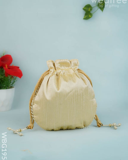 Potli Bag with Embroidery Work - 9 inch - WBG1952 - Potli Bags