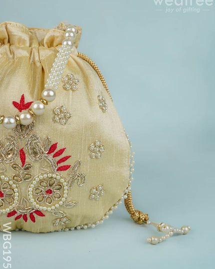 Potli Bag with Embroidery Work - 9 inch - WBG1952 - Potli Bags