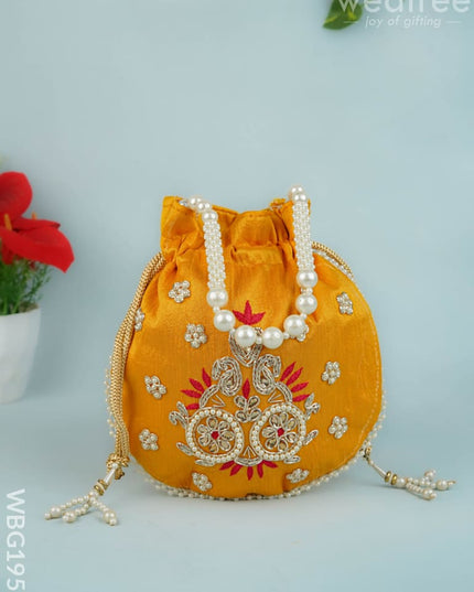 Potli Bag with Embroidery Work - 9 inch - WBG1952 - Potli Bags