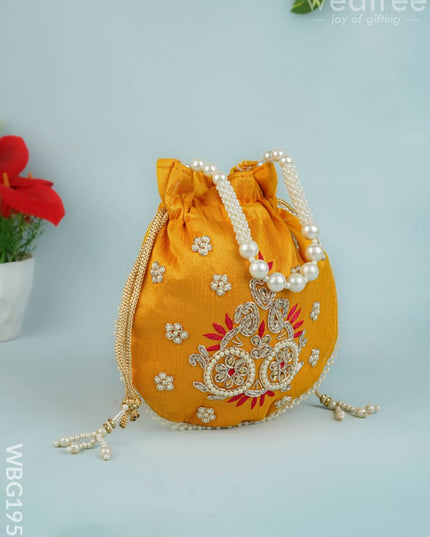 Potli Bag with Embroidery Work - 9 inch - WBG1952 - Potli Bags