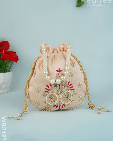 Potli Bag with Embroidery Work - 9 inch - WBG1952 - Potli Bags