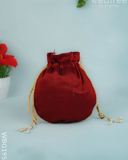 Potli Bag with Embroidery Work - 9 inch - WBG1952 - Potli Bags