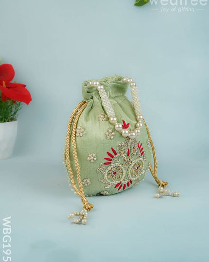 Potli Bag with Embroidery Work - 9 inch - WBG1952 - Potli Bags