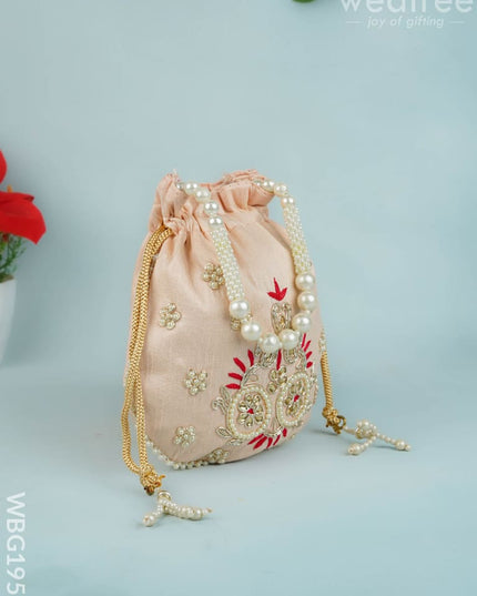 Potli Bag with Embroidery Work - 9 inch - WBG1952 - Potli Bags