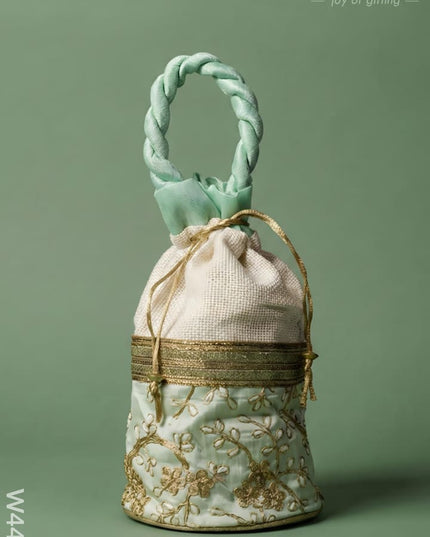 Potli bag with flower embroidery lace - W4432 - Potli Bags