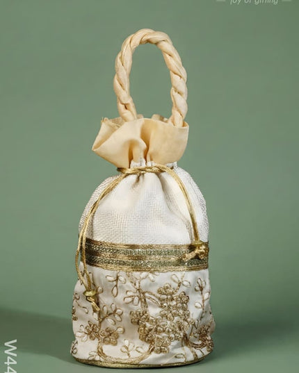 Potli bag with flower embroidery lace - W4432 - Potli Bags
