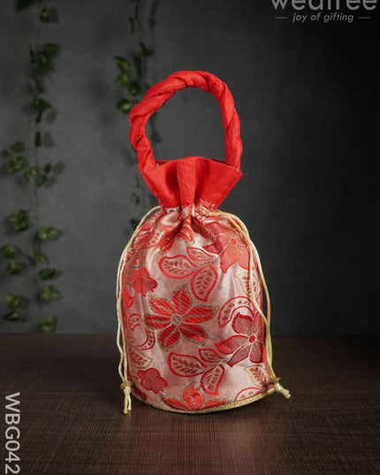 Potli Bag With Flower Embroidery - Wbg0421 Bags
