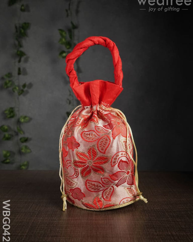 Potli Bag With Flower Embroidery - Wbg0421 Bags