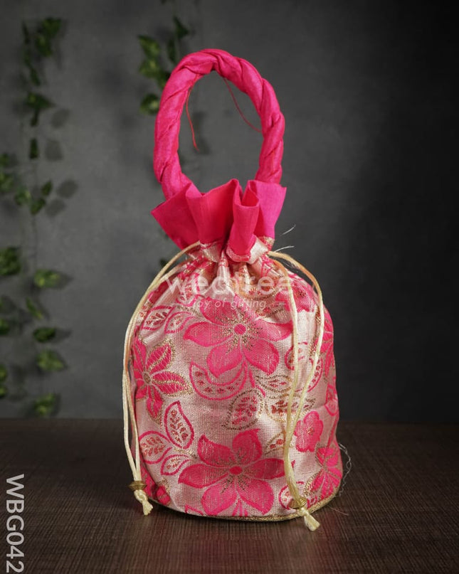 Potli Bag With Flower Embroidery - Wbg0421 Bags