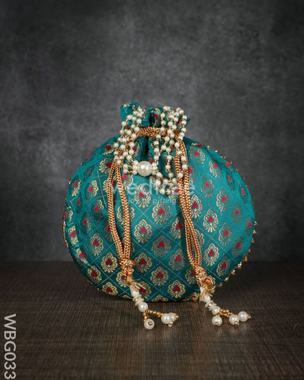 Potli Bag With Golden Block Prints - Wbg0334 Bags