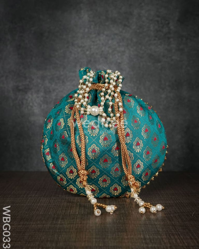 Potli Bag With Golden Block Prints - Wbg0334 Bags