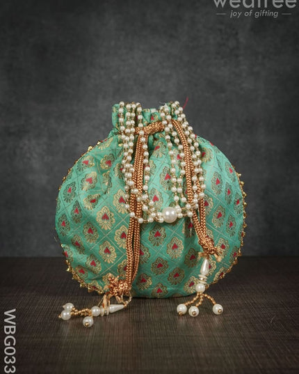 Potli Bag With Golden Block Prints - Wbg0334 Bags