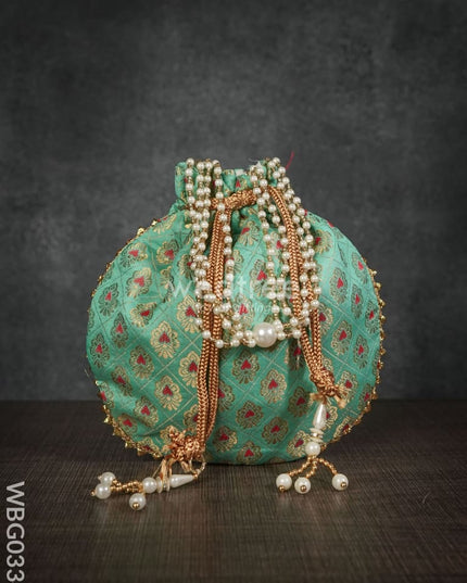 Potli Bag With Golden Block Prints - Wbg0334 Bags