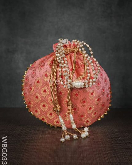 Potli Bag With Golden Block Prints - Wbg0334 Bags