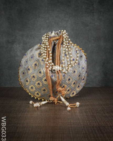 Potli Bag With Golden Block Prints - Wbg0334 Bags