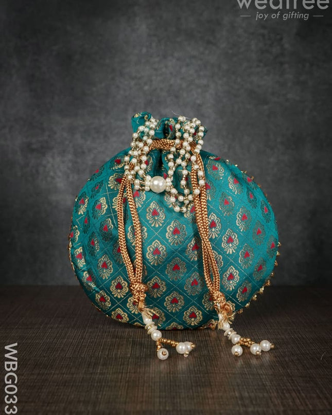 Potli Bag With Golden Block Prints - Wbg0334 Bags