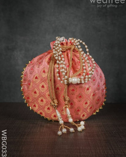 Potli Bag With Golden Block Prints - Wbg0334 Bags