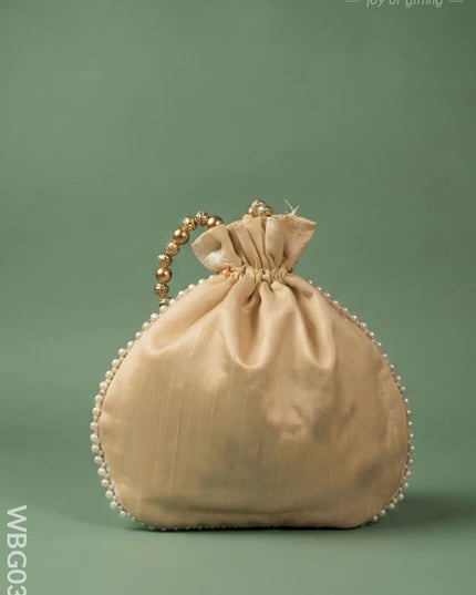 Potli Bag with Golden Decorative Embroidery - WBG0356 - Potli Bags